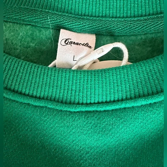 Caracilia Kelly Green Crewneck Sweatshirt NWT Size L Oversized Soft Fleece Lined - Picture 3 of 7